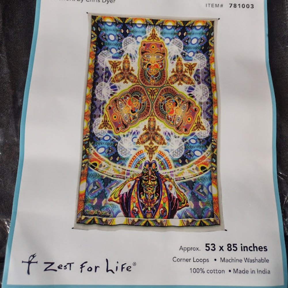 NWT Healing Fractal Wall Tapestry 53x85 Artwork by Chris Dyer 781003 Wall Decor